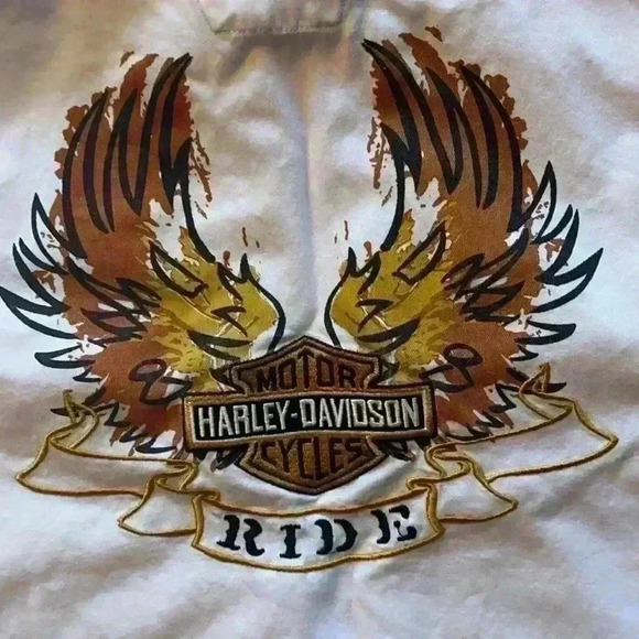 Harley Davidson cotton embroidered sleeveless button down shirt - Picture 2 of 7